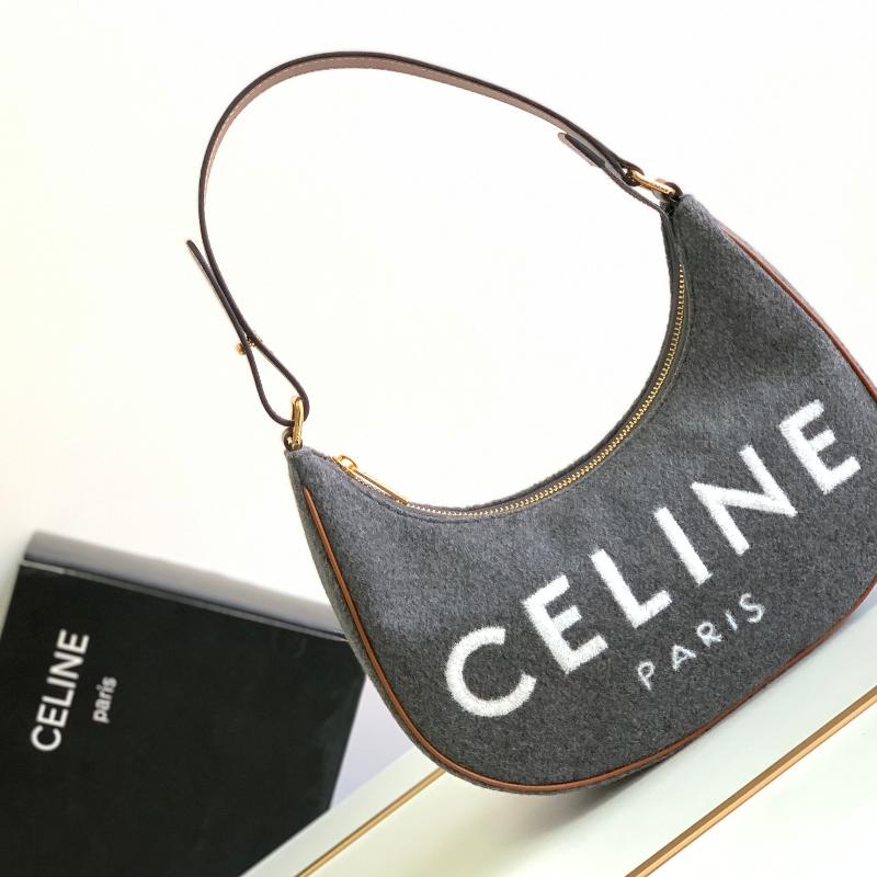 Celine Shoulder Handbag 193952 wool printed in gray